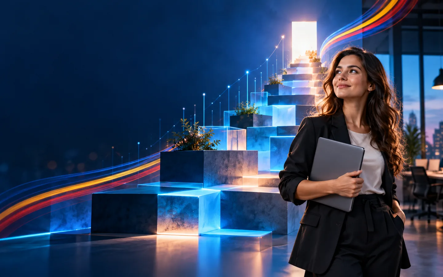 Tânără antreprenoare pregătind un proiect pentru Start-Up Nation 2026